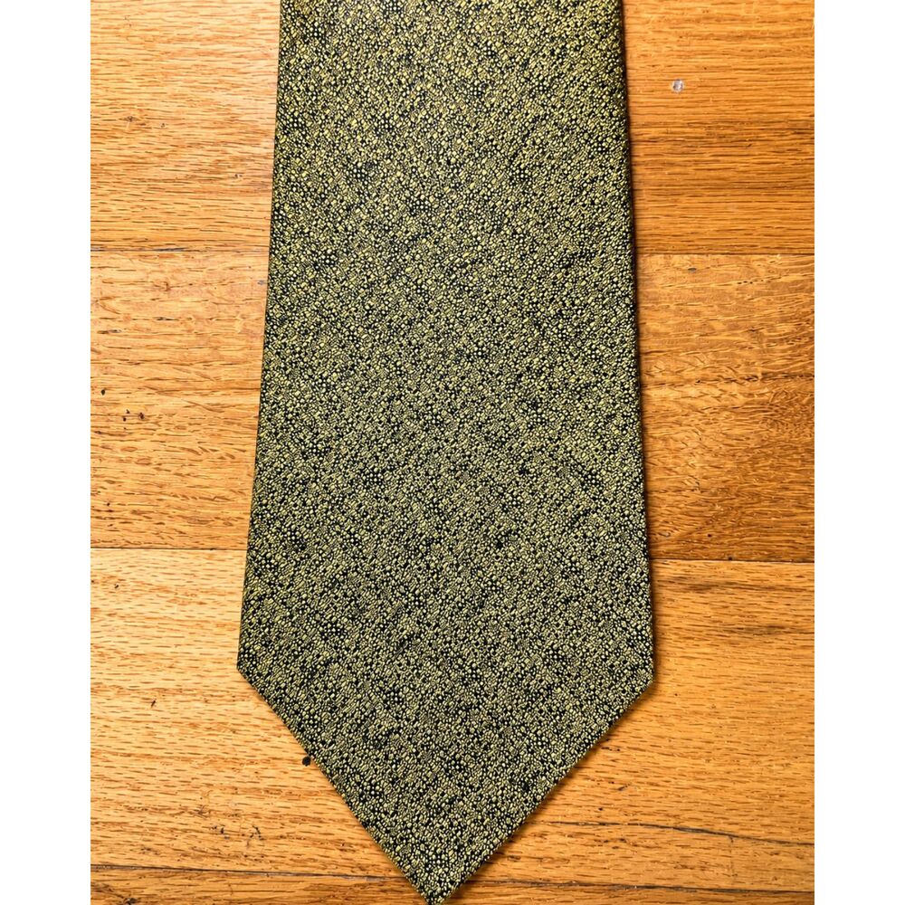 Vintage Fratelli 100% Silk Tie Hand Made Italy Olive Gold Textured Woven NWT